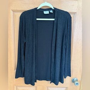 Chico’s Travelers cardigan womens size 2 black  stretch shrug wrinkle resistant